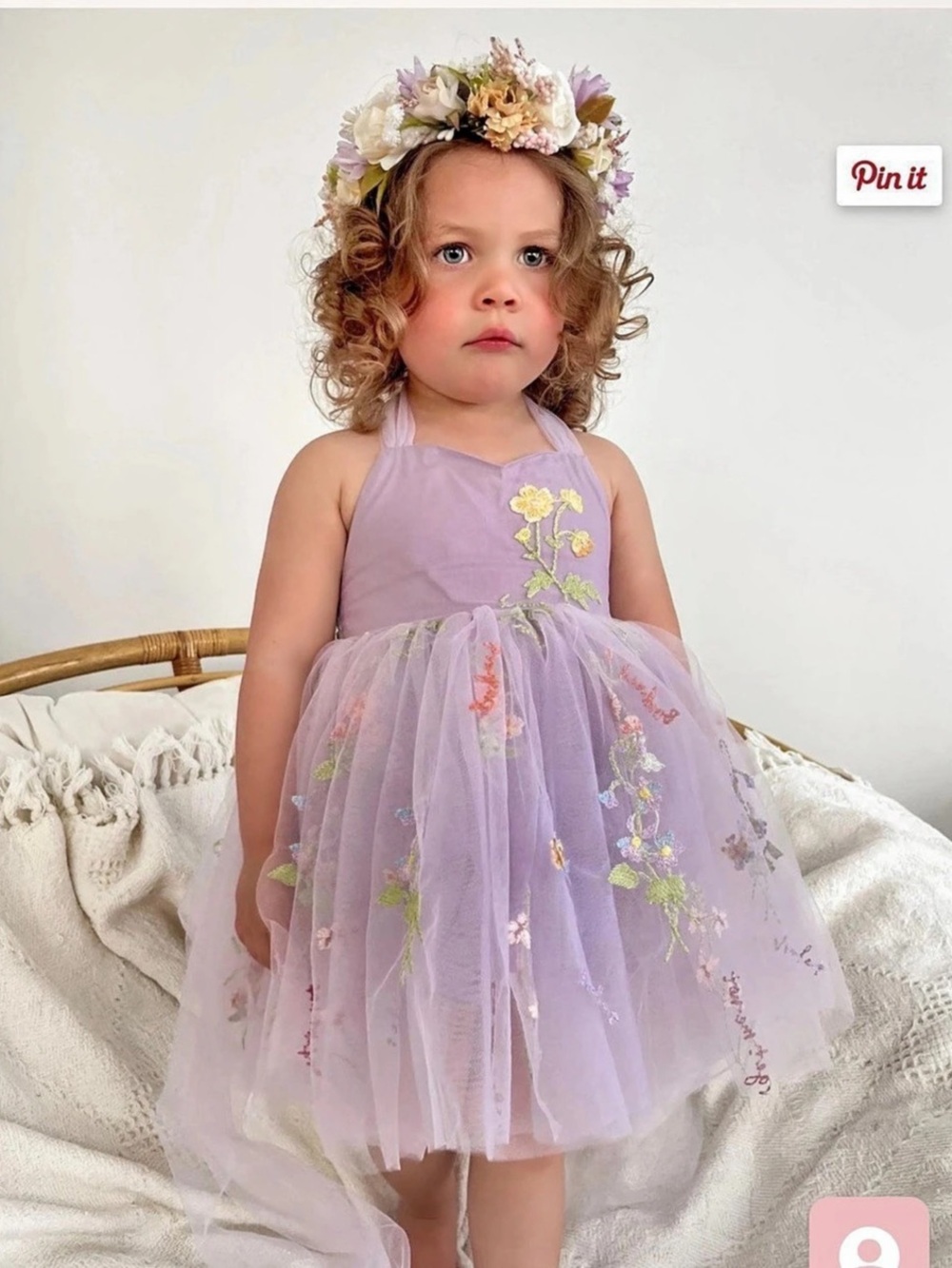 Arabella and Rose Enchanted Rose Lavender Girls Tulle Party Dress Floral Tulle